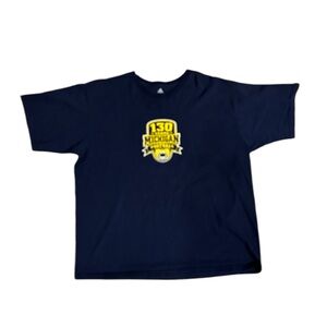 Adidas Michigan Go Blue Football Short Sleeve T-shirt Mens XXL 2008 Crew Neck
